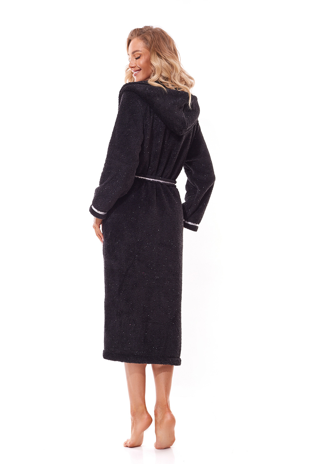 Szlafrok Damski Model Soft Long 2322 Black - L&L collection - obrazek 2