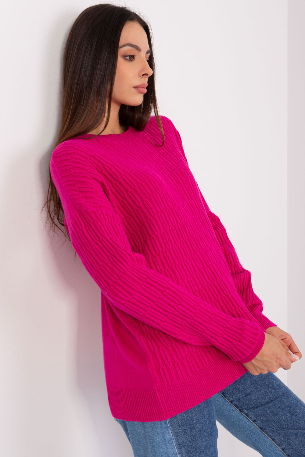 Sweter Damski Model AT-SW-2338.14P Fuksja - AT - obrazek 2