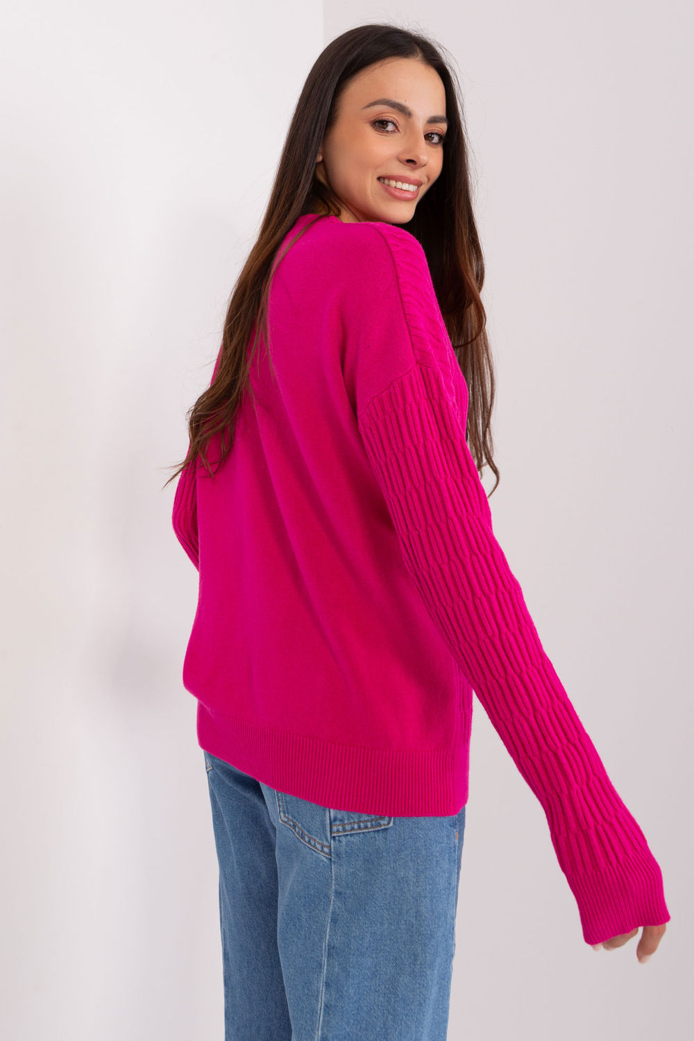 Sweter Damski Model AT-SW-2338.14P Fuksja - AT - obrazek 3