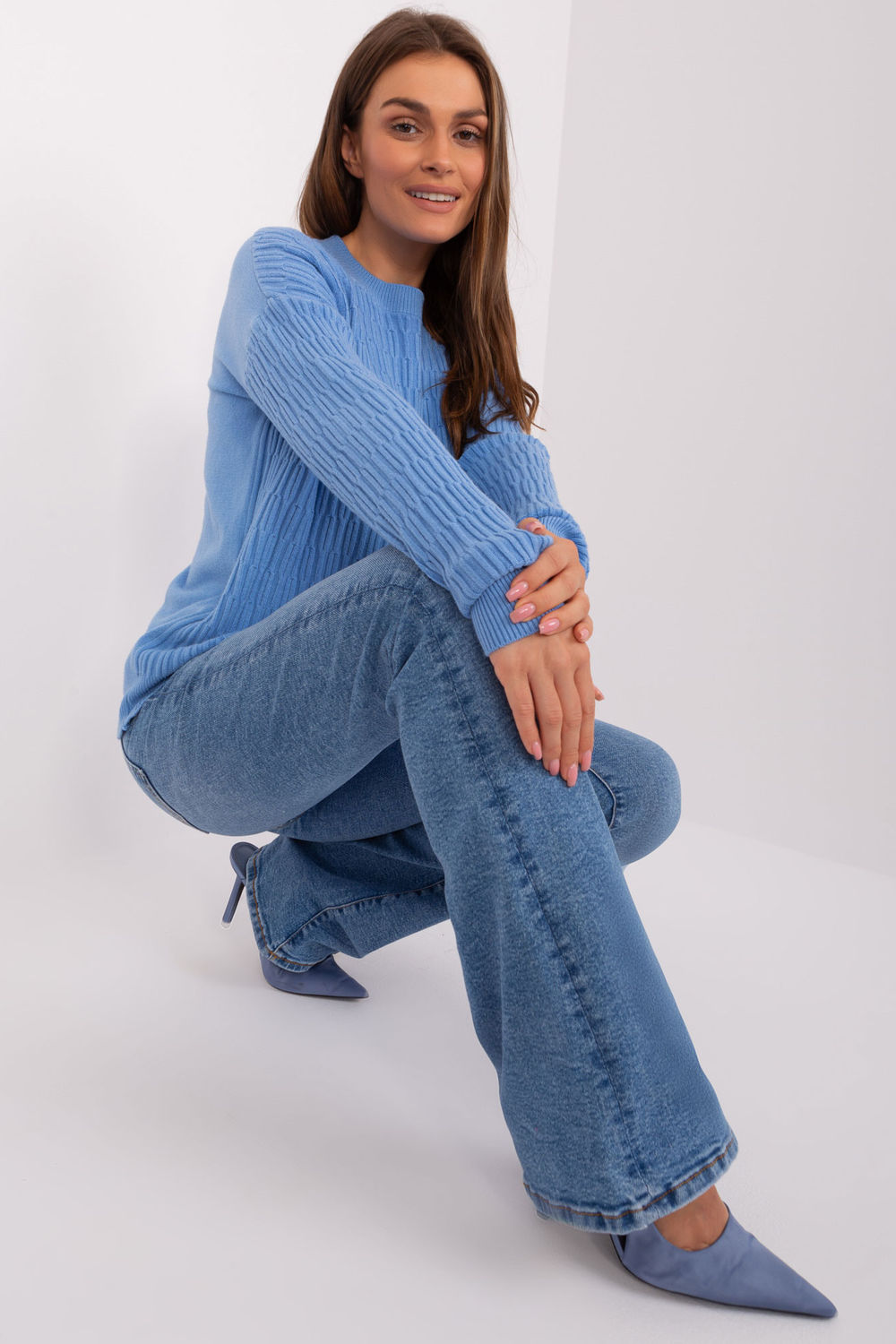 Sweter Damski Model AT-SW-2338.14P Blue - AT - obrazek 2