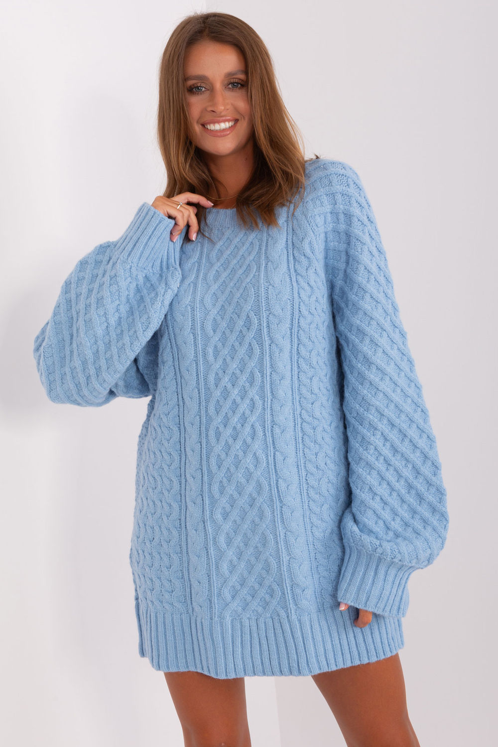 Sweter Damski Model AT-SW-2367-2.64P Light Blue - AT - obrazek 3