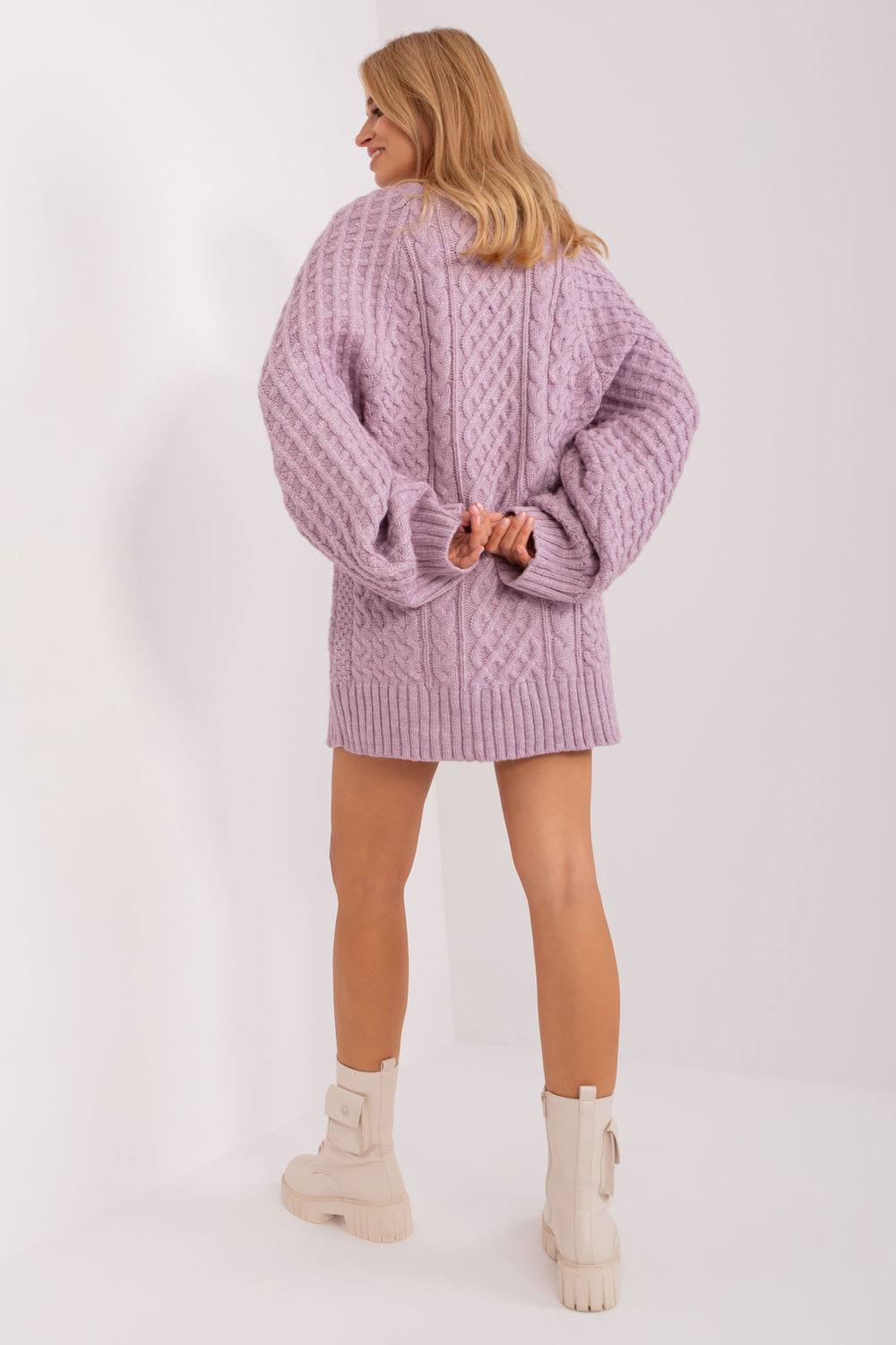 Sweter Damski Model AT-SW-2367-2.64P Light Violet - AT - obrazek 3