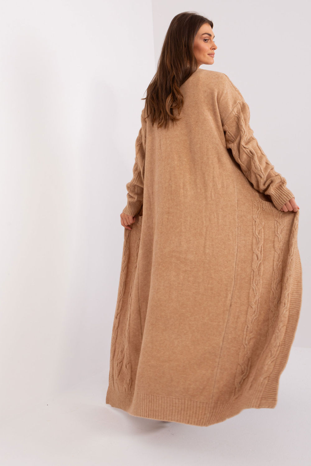 Sweter Kardigan Model AT-SW-2395.30 Camel - AT - obrazek 2