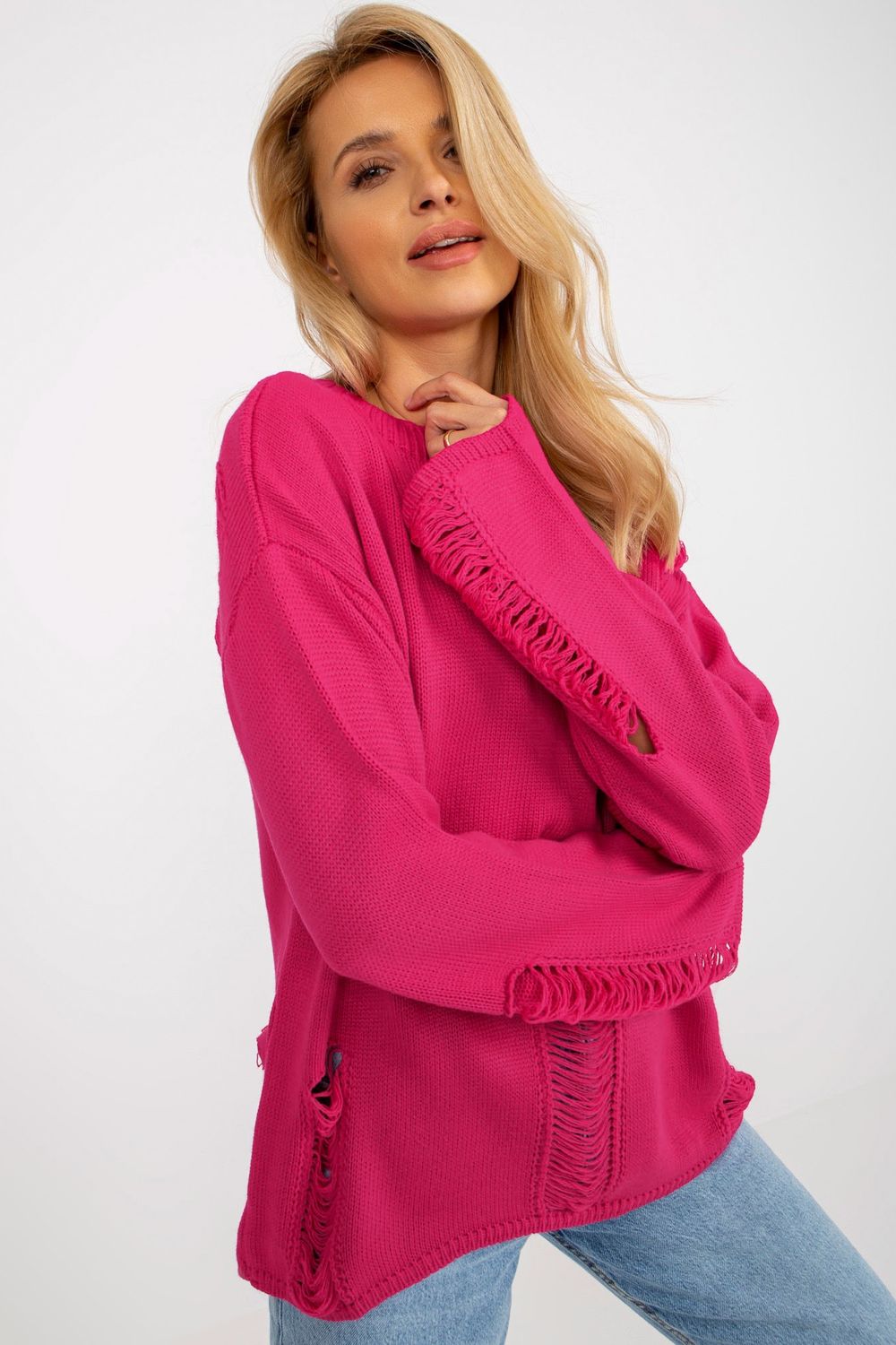 Sweter Damski Model BA-SW-8043.08X Fuksja - Badu - obrazek 2