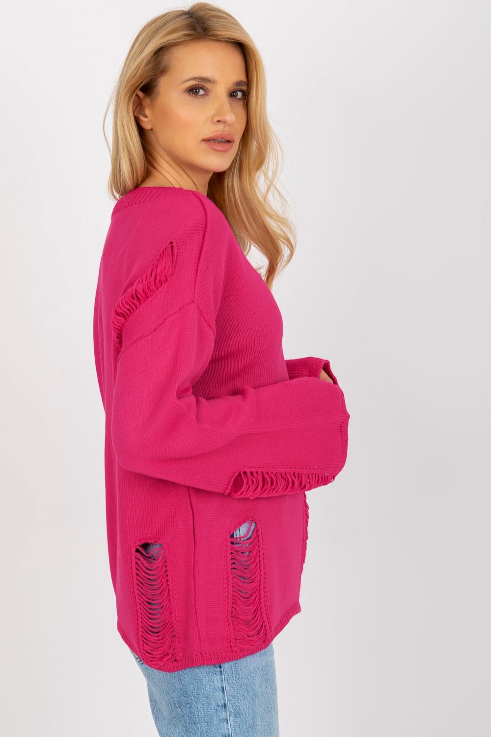 Sweter Damski Model BA-SW-8043.08X Fuksja - Badu - obrazek 4