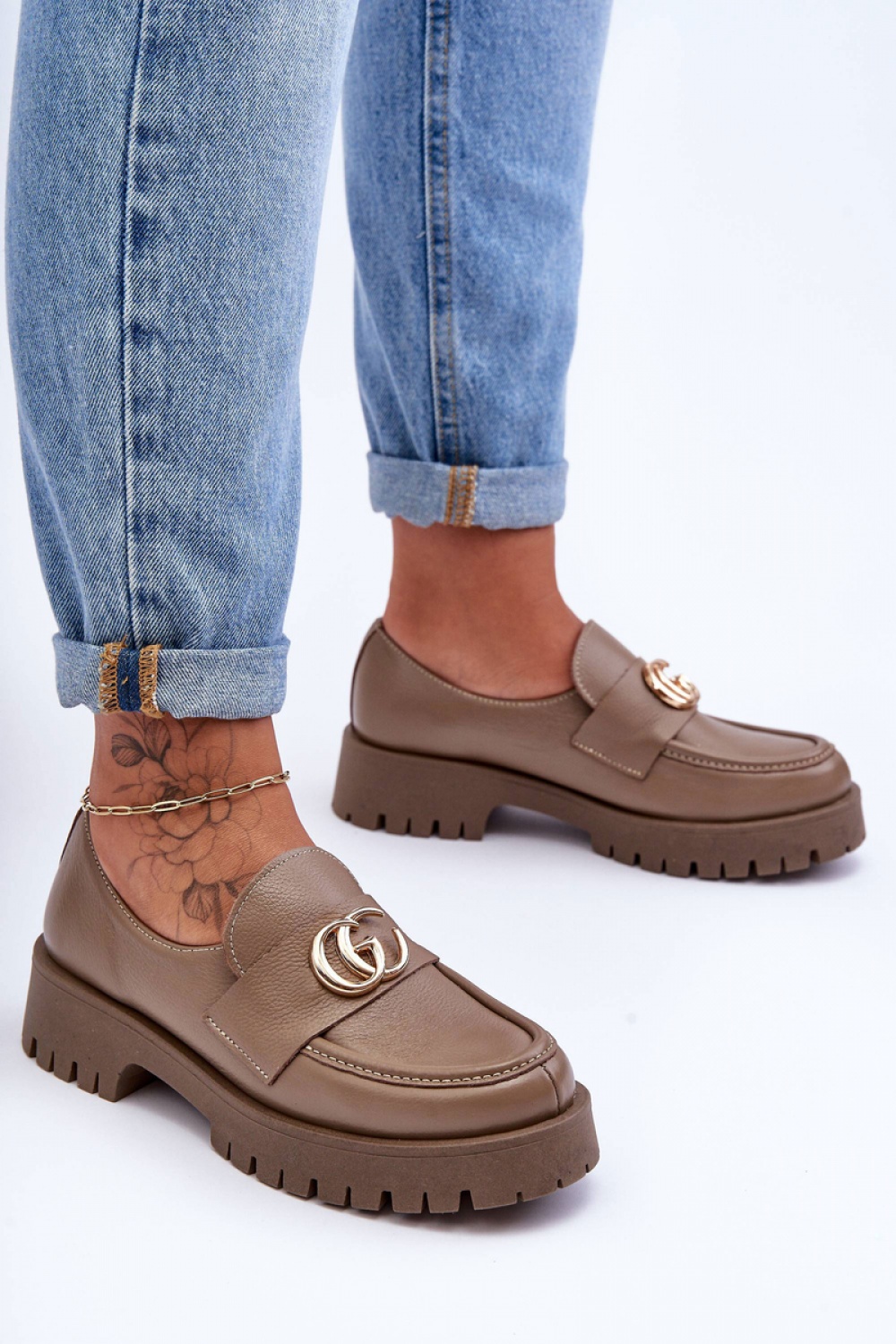 Półbuty Model Rosefalls 20153 Dark Beige Skóra - Step in style - obrazek 2
