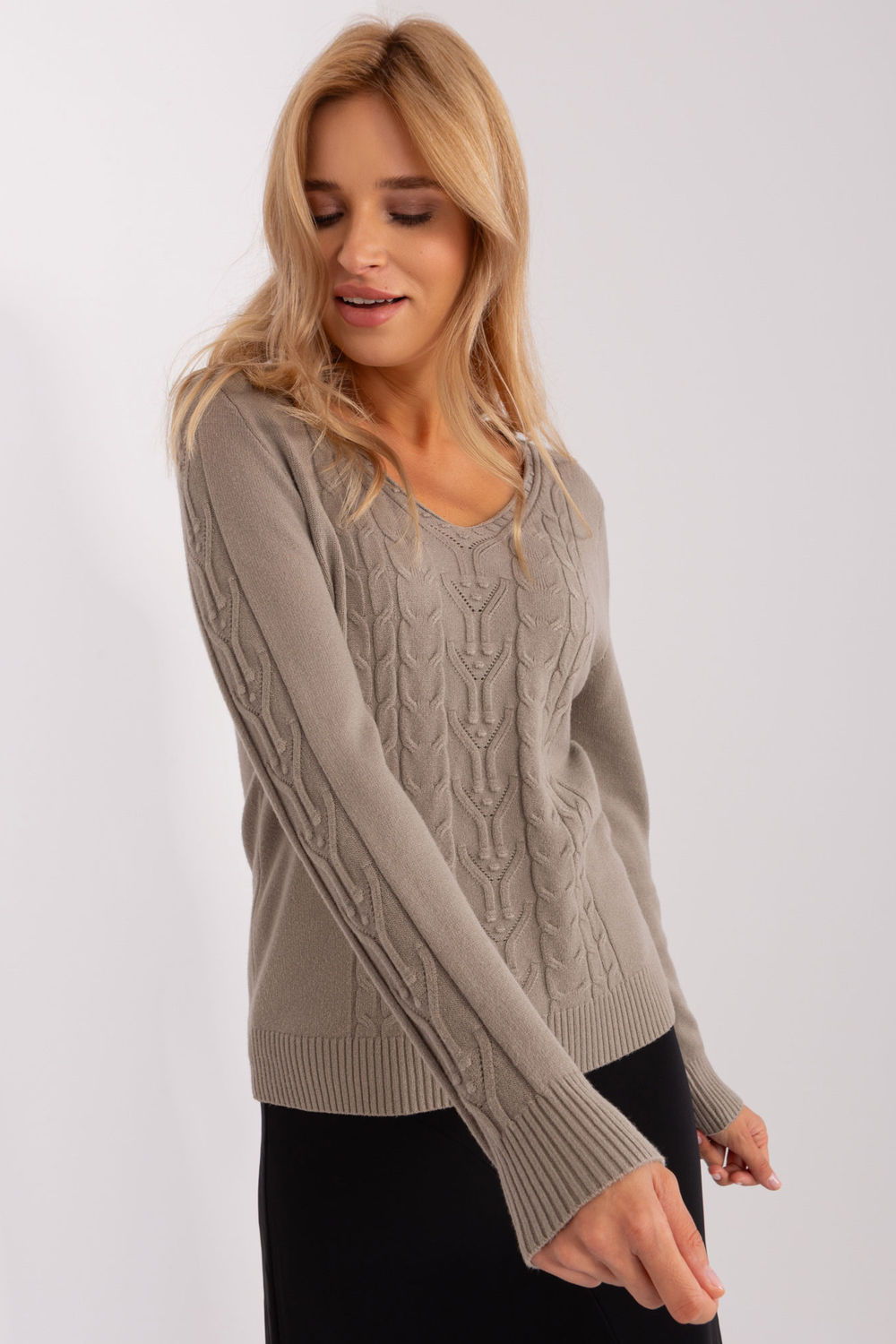 Sweter Damski Model AT-SW-2329.98P Dark Beige - AT - obrazek 2
