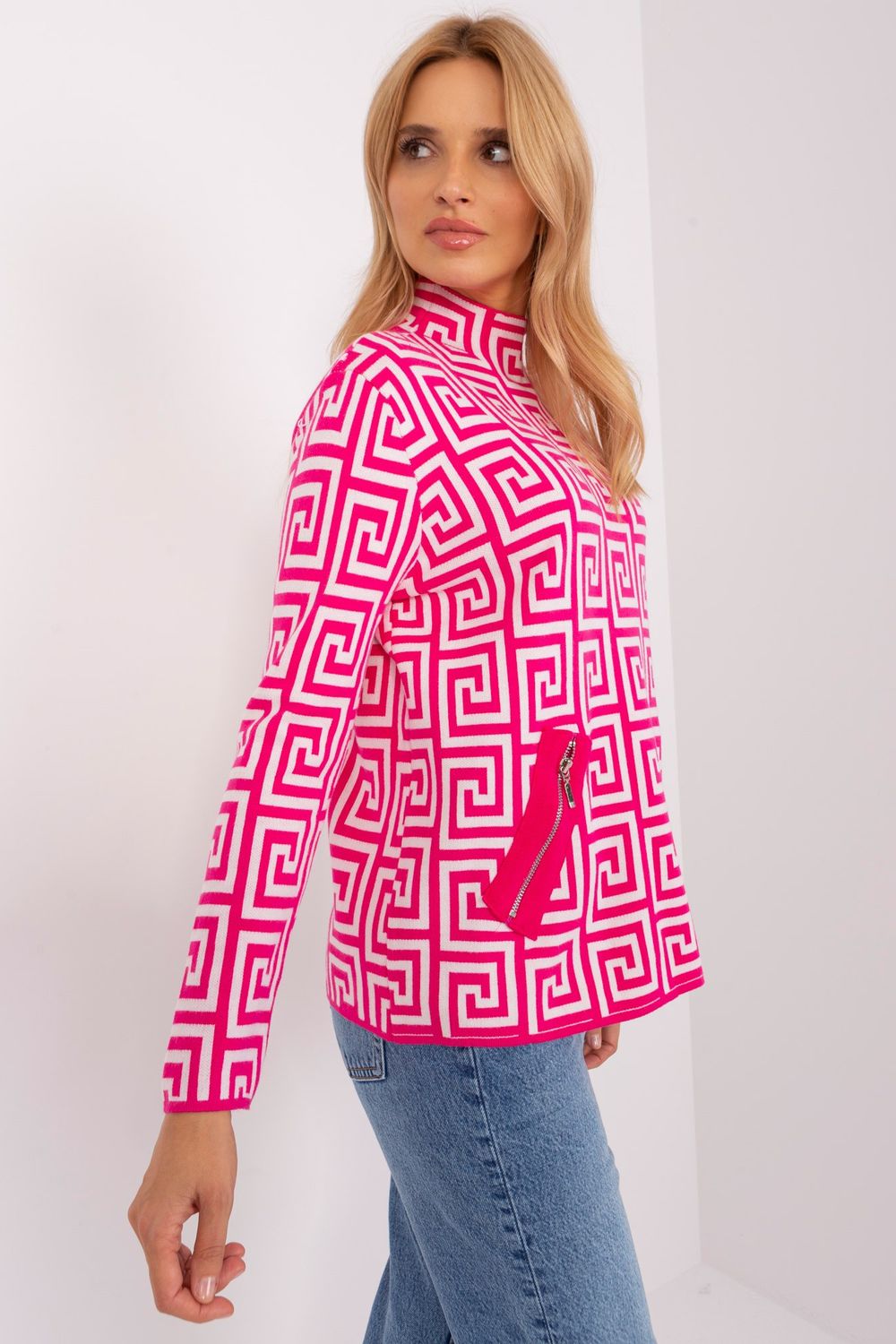 Sweter Damski Model AT-SW-2341.00P Fuksja - AT - obrazek 2