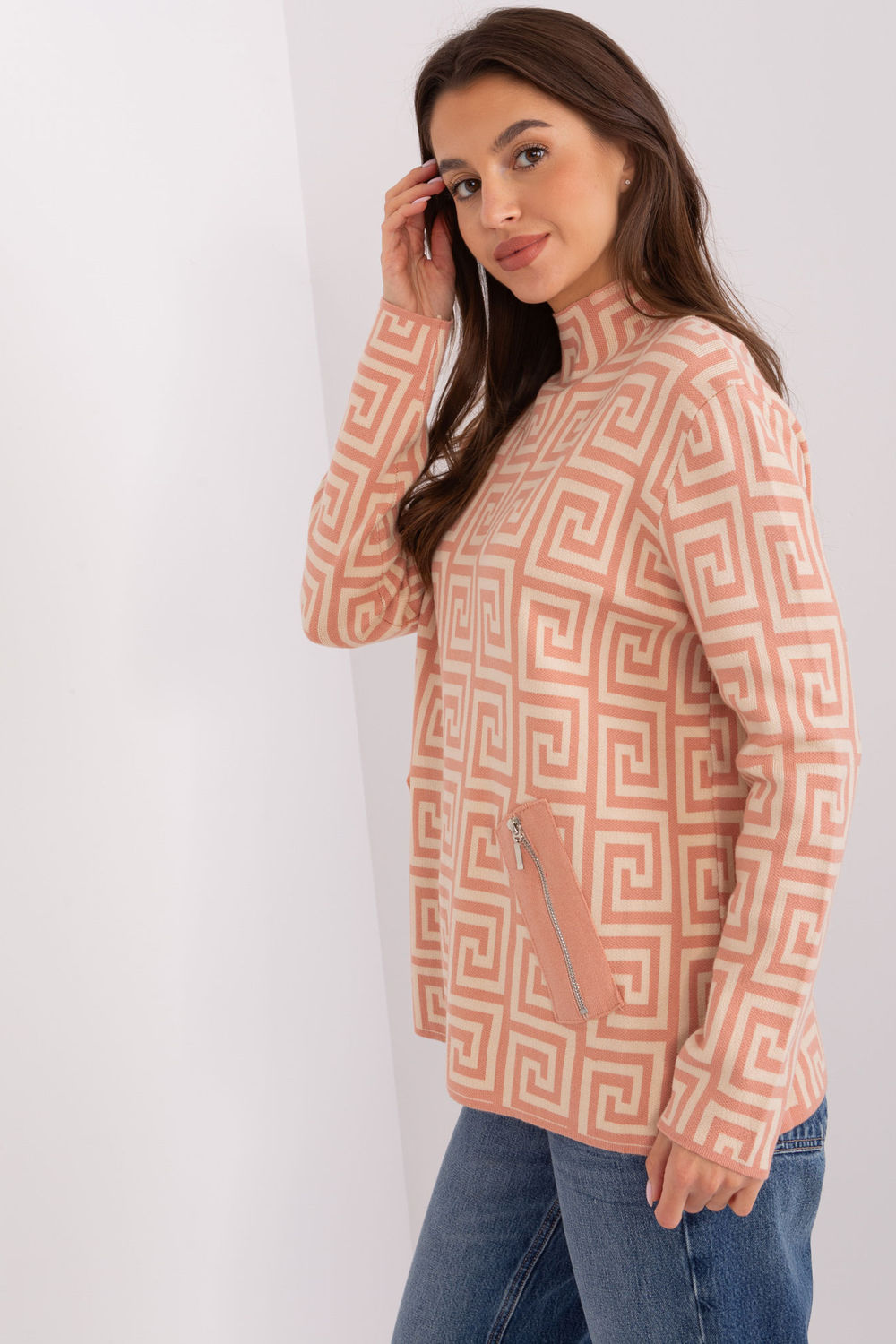 Sweter Damski Model AT-SW-2341.00P Brzoskwinia - AT - obrazek 2