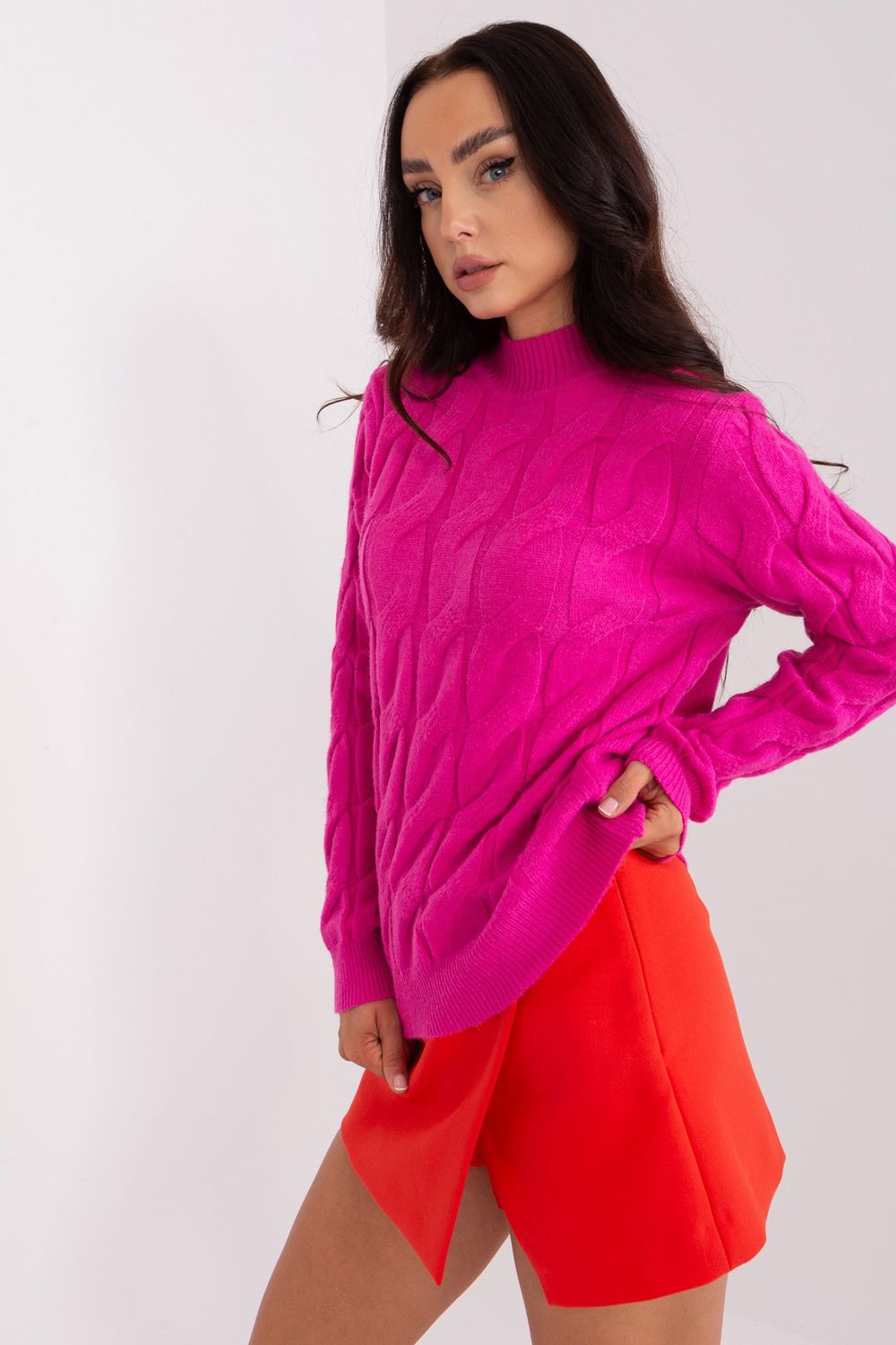 Sweter Damski Model AT-SW-2235.00P Fuksja - AT - obrazek 2