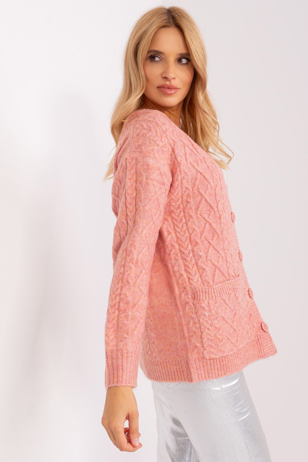 Sweter Damski Model AT-SW-2358.31 Light Pink - AT - obrazek 2