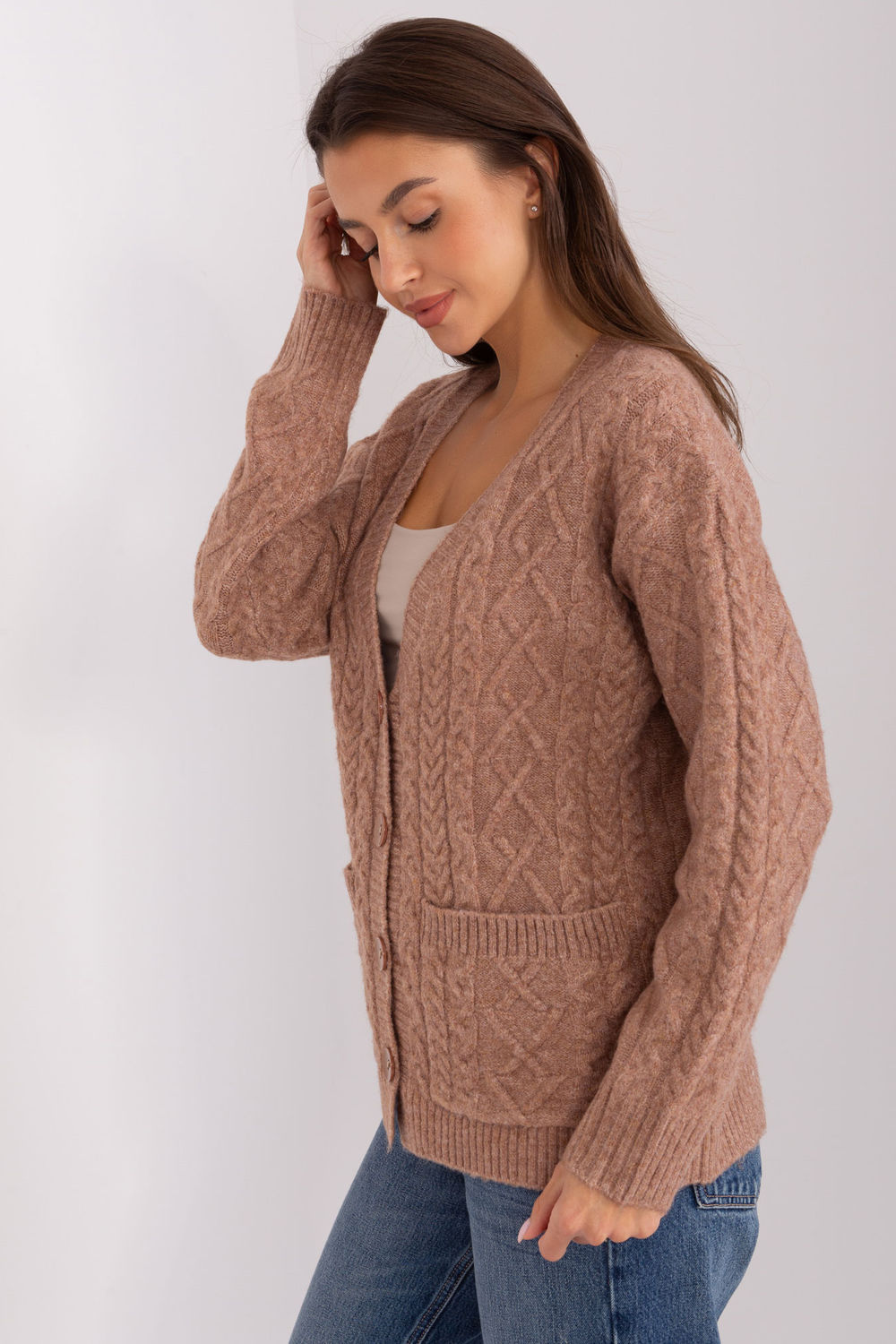 Sweter Damski Model AT-SW-2358.31 Light Brown - AT - obrazek 2