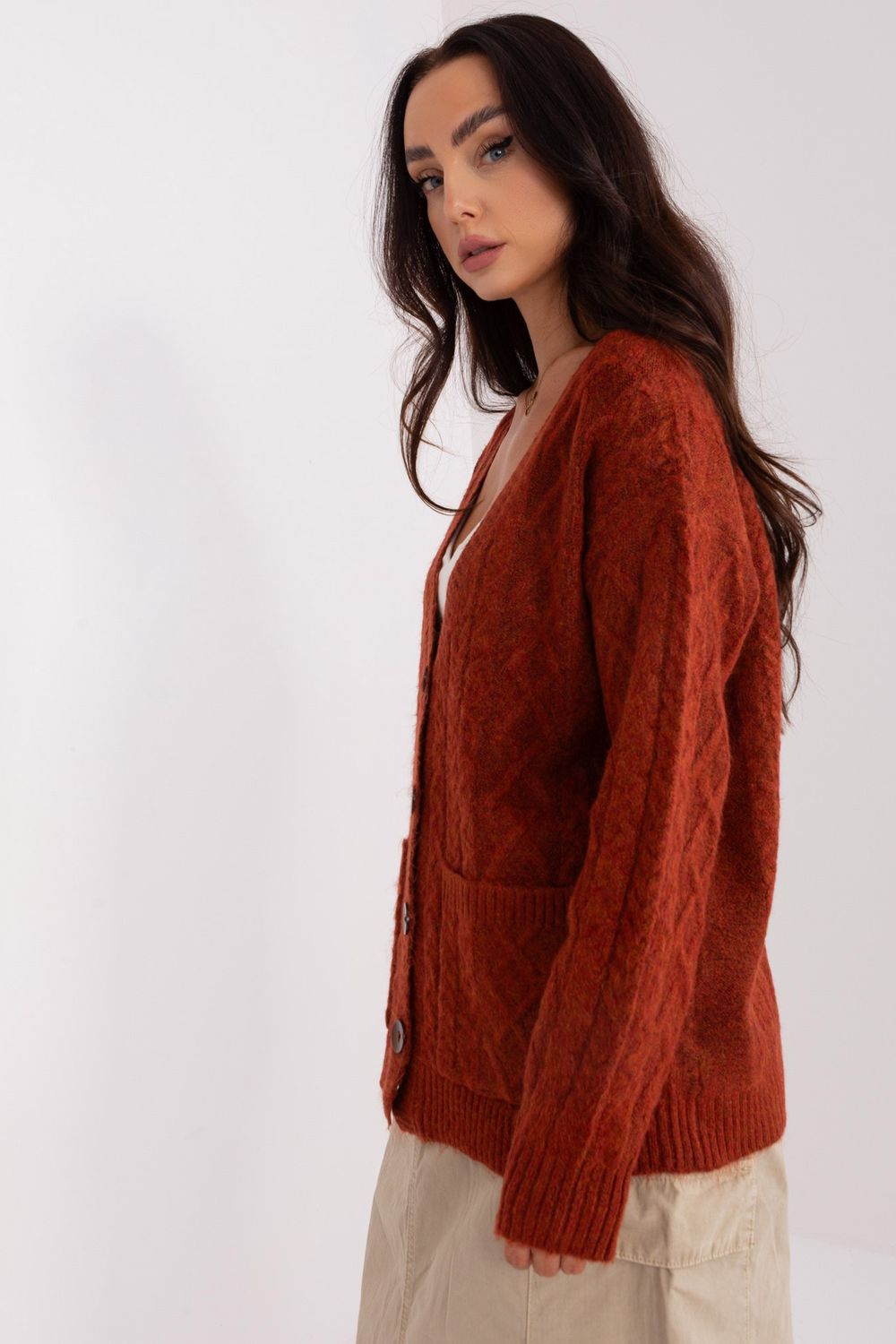Sweter Damski Model AT-SW-2358.31 Dark Orange - AT - obrazek 2