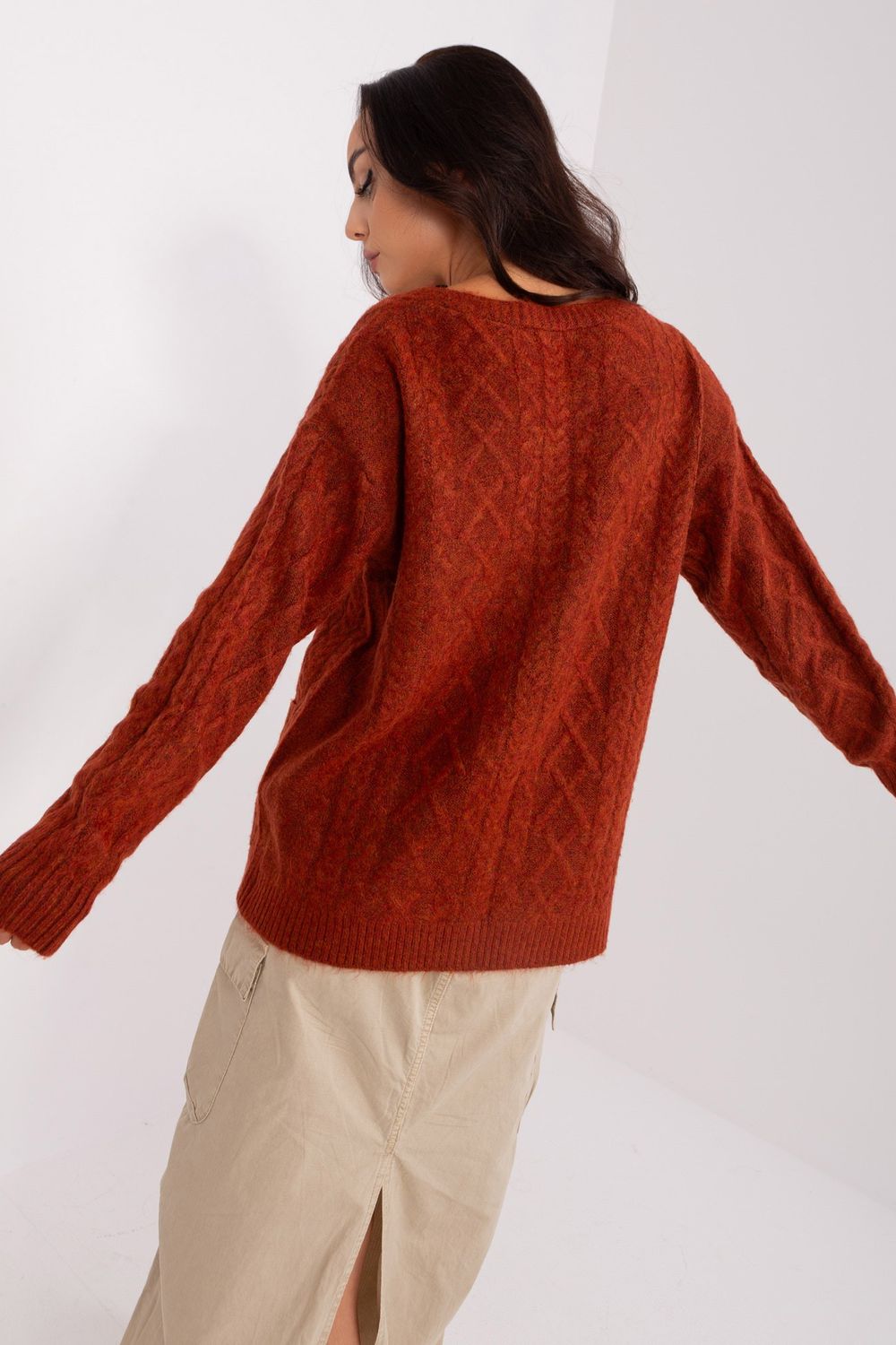 Sweter Damski Model AT-SW-2358.31 Dark Orange - AT - obrazek 3