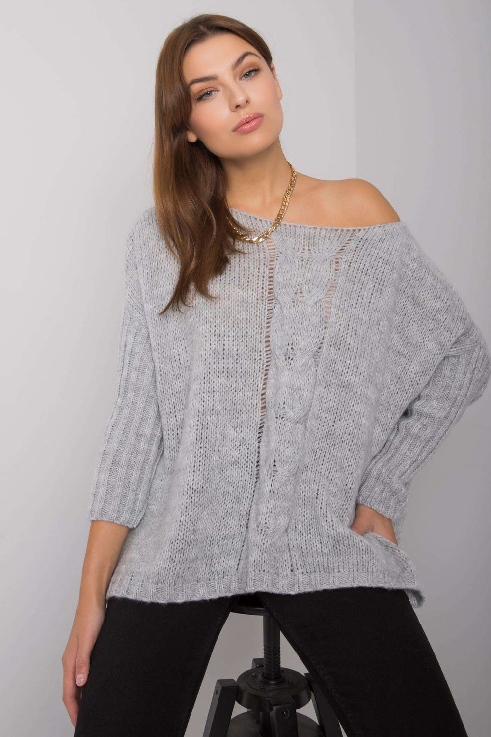 Sweter Damski Model TW-SW-BI-559.45 Grey - Och Bella