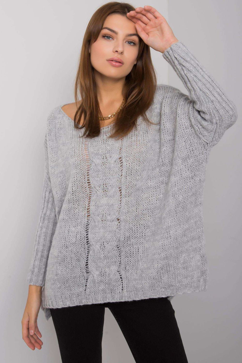 Sweter Damski Model TW-SW-BI-559.45 Grey - Och Bella - obrazek 2