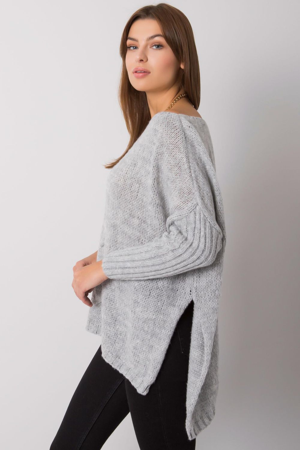 Sweter Damski Model TW-SW-BI-559.45 Grey - Och Bella - obrazek 3