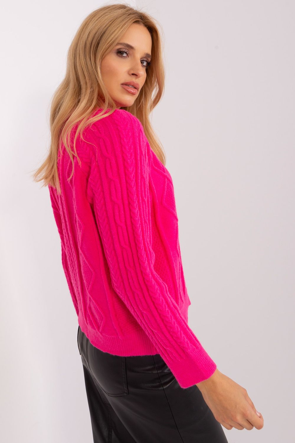 Sweter Damski Model AT-SW-2346-2.99P Dark Pink - AT - obrazek 2