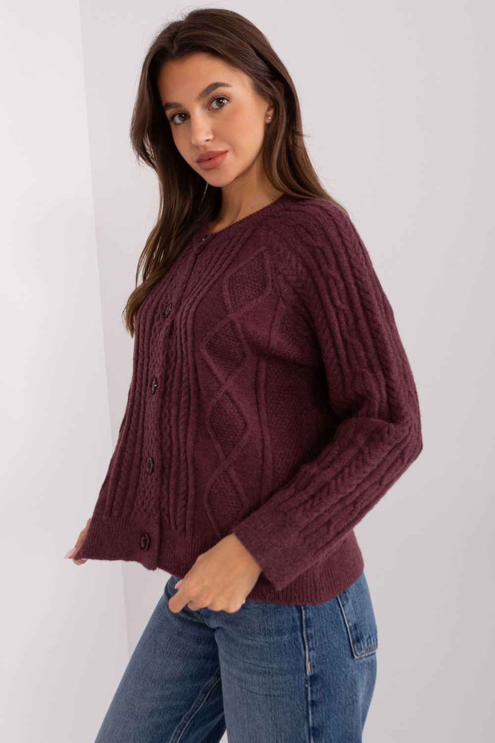 Sweter Damski Model AT-SW-2346-2.99P Dark Violet - AT - obrazek 2