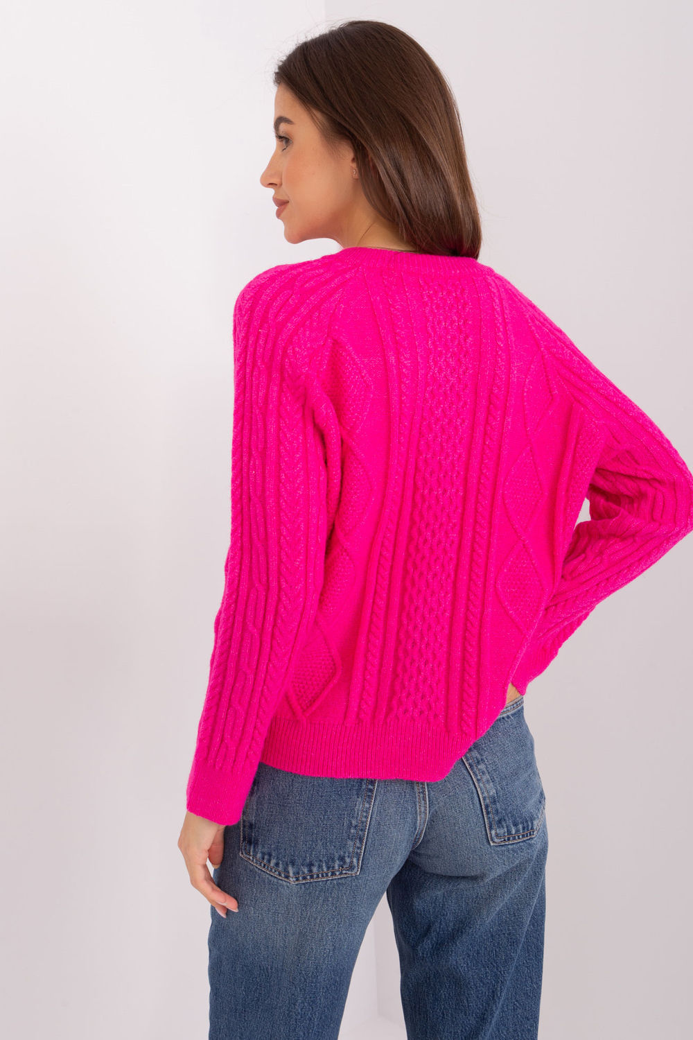 Sweter Damski Model AT-SW-2346-2.99P Fuksja - AT - obrazek 3