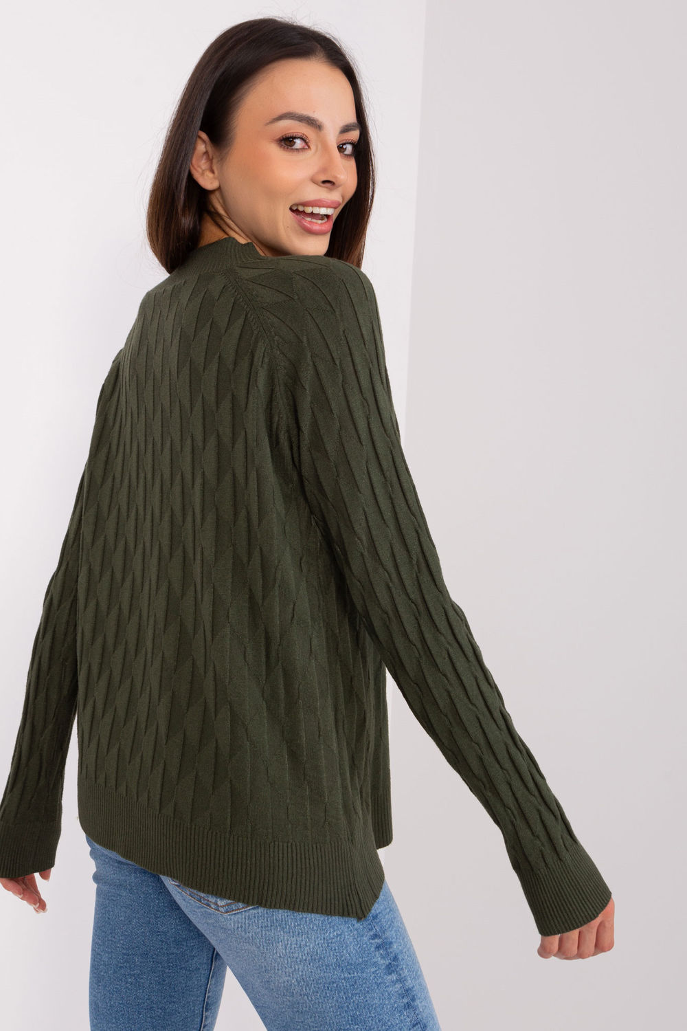Sweter Damski Model AT-SW-2326.37X Khaki - AT - obrazek 3