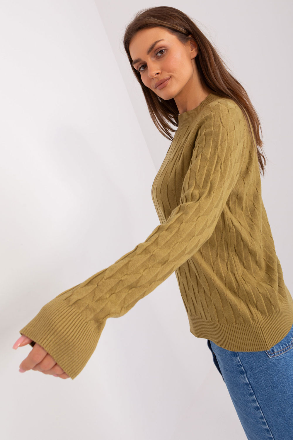 Sweter Damski Model AT-SW-2326.37X Oliwka - AT - obrazek 2