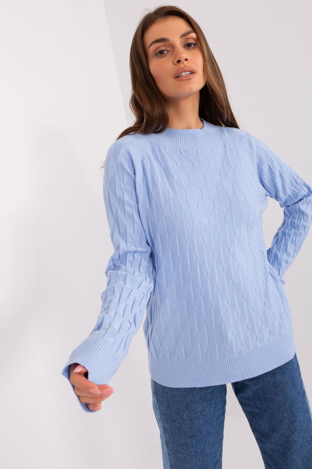 Sweter Damski Model AT-SW-2326.37X Light Blue - AT - obrazek 2