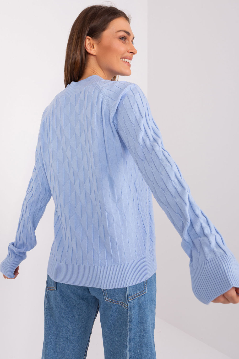 Sweter Damski Model AT-SW-2326.37X Light Blue - AT - obrazek 3